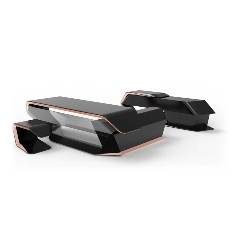 ENSEMBLE DE TABLE DE BUREAU FUTURE 294 CM NOIR POLI - Bureau | Mobilier de bureau