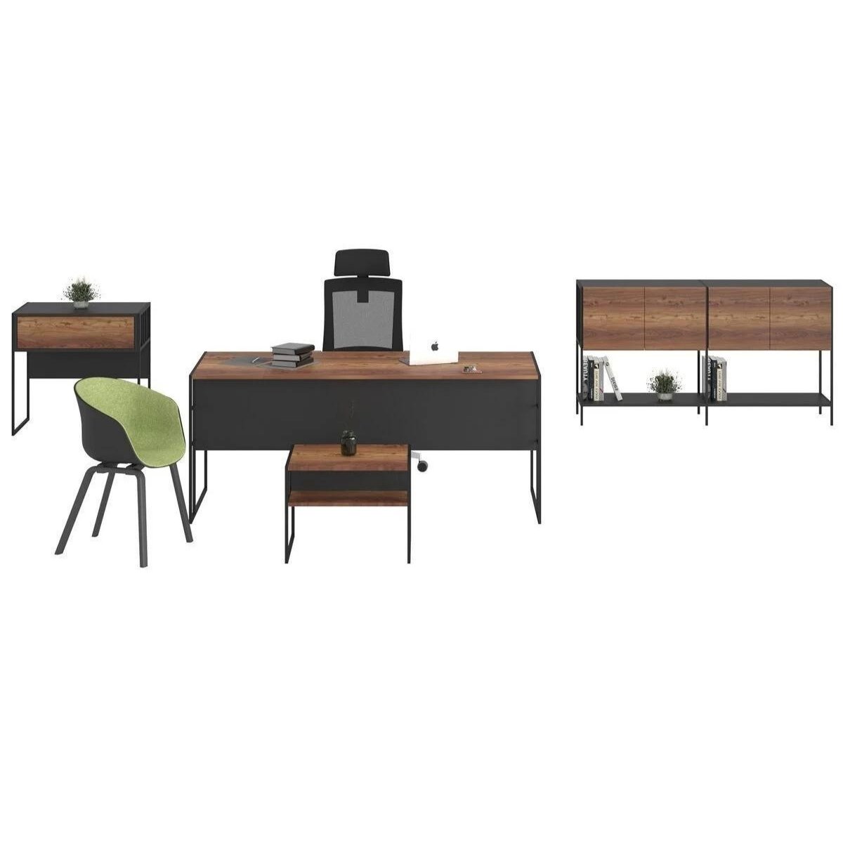 CAGE WALNUT STUDY DESK SET - Office Desk | Office Furniture