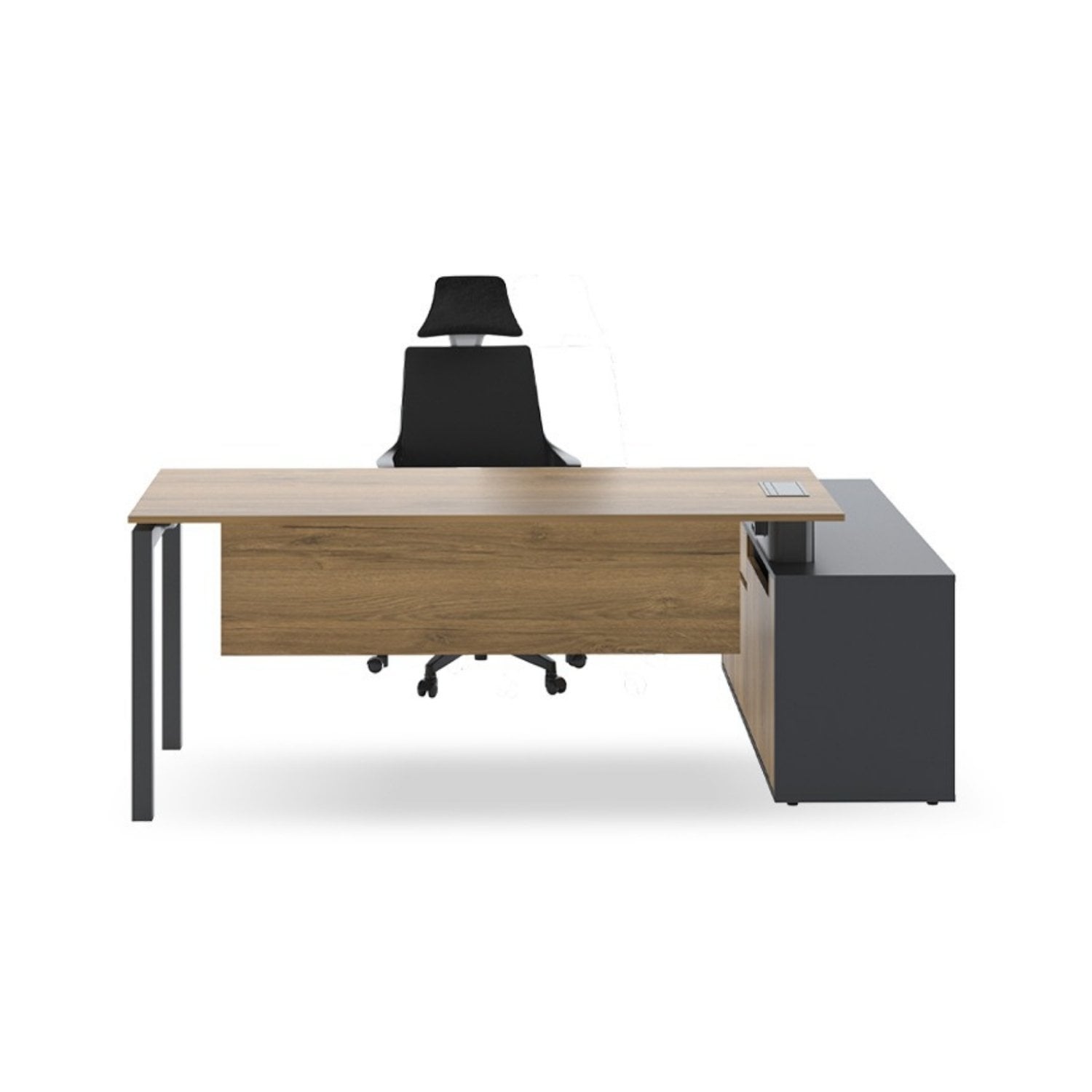 Galaxy Maxi Etajerli L Çalışma Masası - Ofis Masası | Ofis Mobilyaları Sol Etajerli - 140 cm - Pera - Açık Ceviz