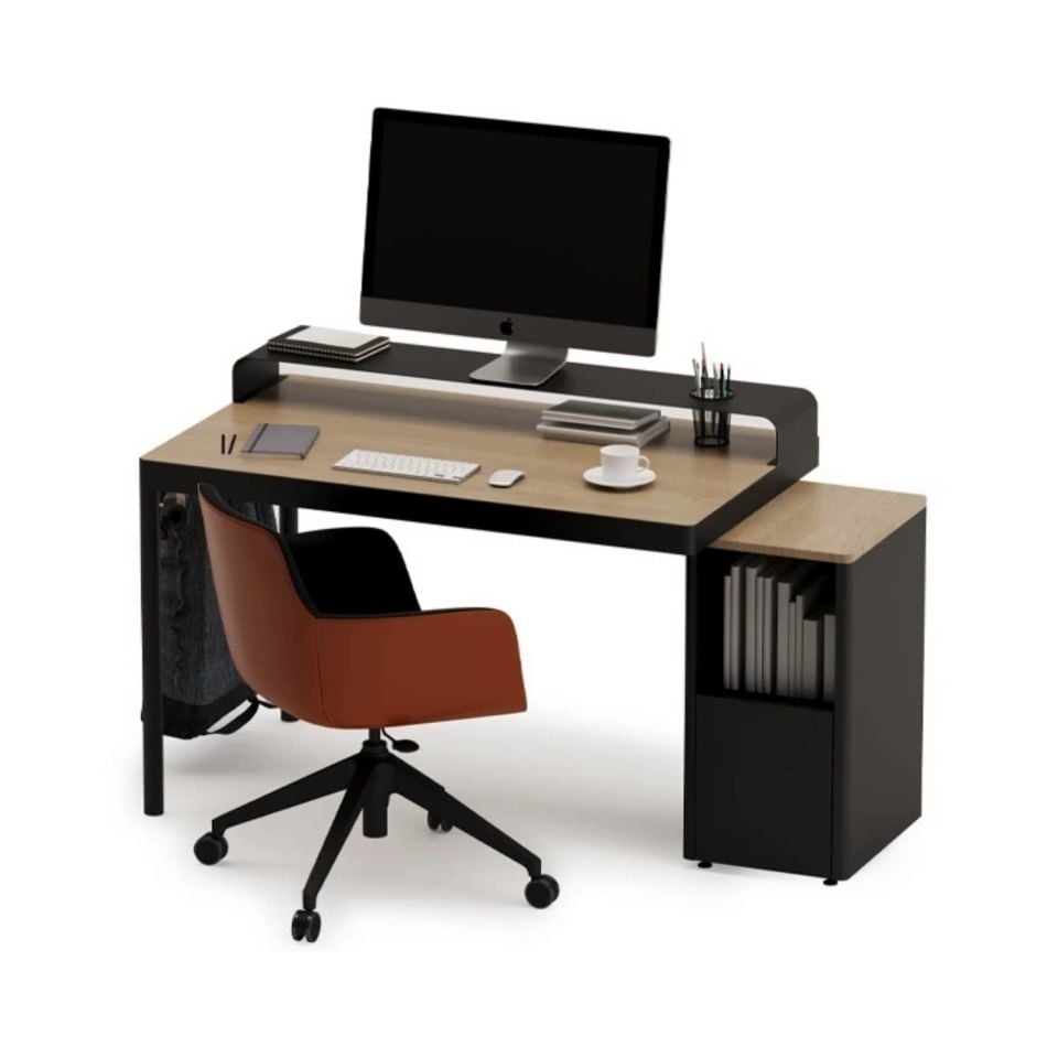 Less Home Office Desk (Oak) - Office Desk