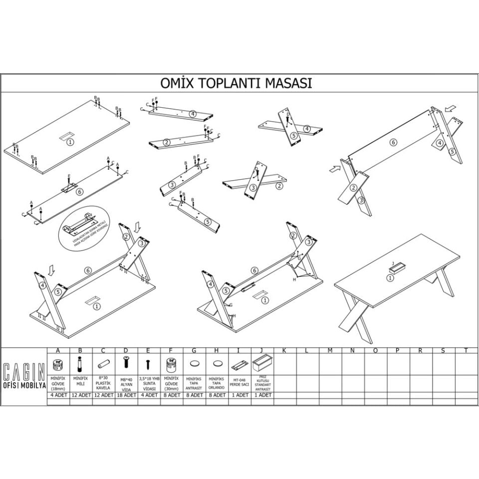 Ofisimi Omix Ofis Toplantı Masası 240 cm - Ofis Masa