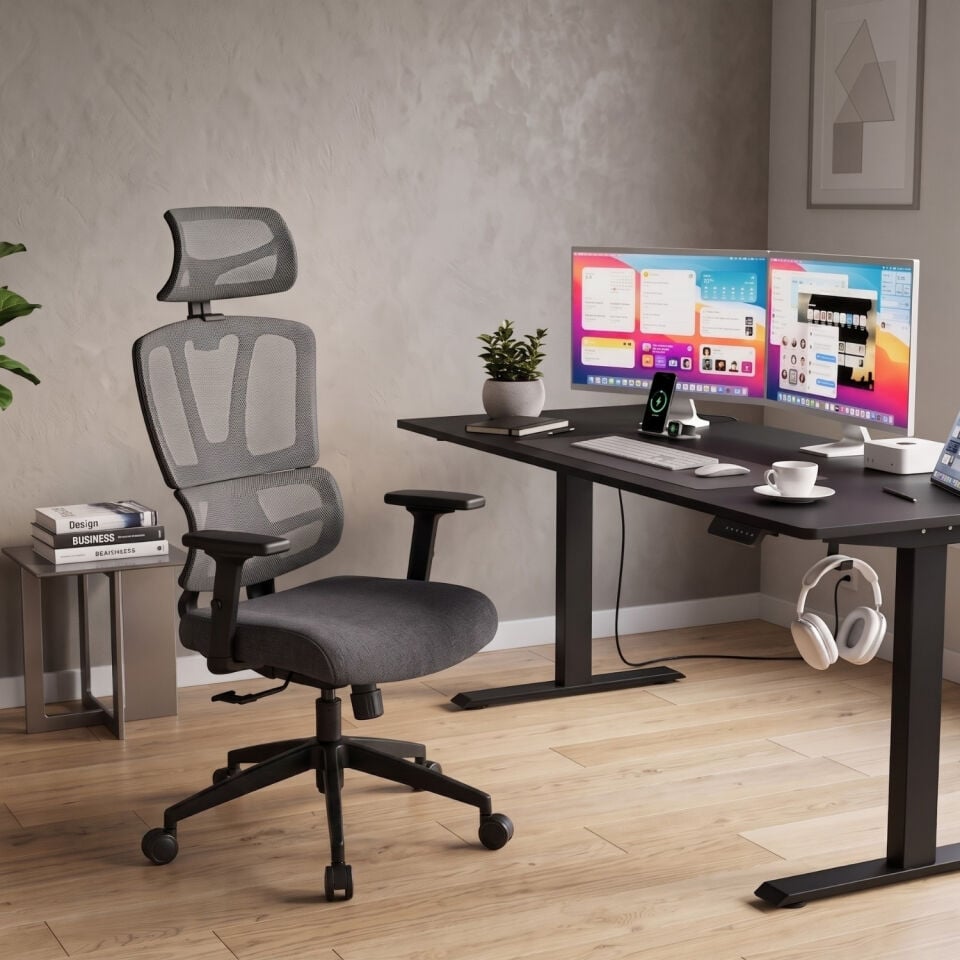 Ofisimi Rog One Ergonomik Çalışma Koltuğu - Antrasit-Gri Konforlu Kırçıllı Kumaş