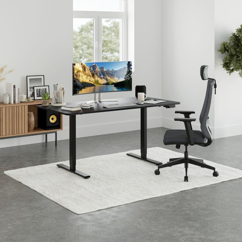 Bureau réglable en hauteur Uprise | Moteur bimoteur | Fort-Équilibré-Stable (Noir)