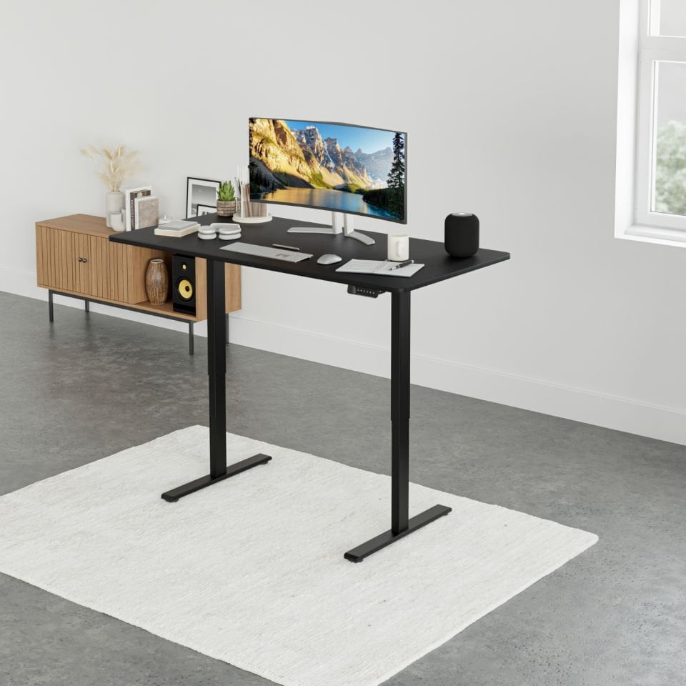 Bureau réglable en hauteur Uprise | Moteur bimoteur | Fort-Équilibré-Stable (Noir)