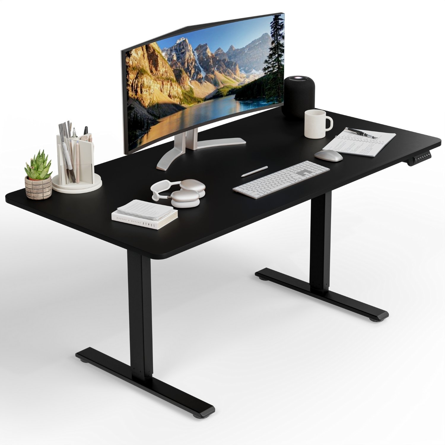 Bureau réglable en hauteur Uprise | Moteur bimoteur | Fort-Équilibré-Stable (Noir)