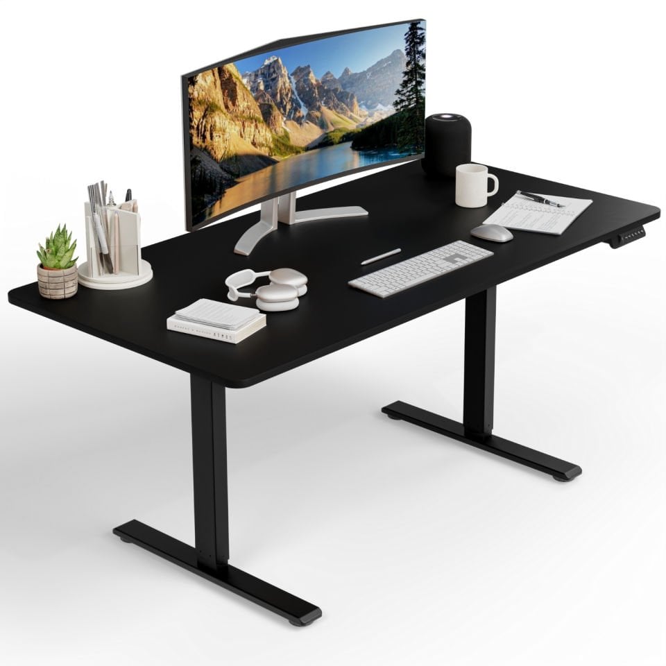 Bureau réglable en hauteur Uprise | Moteur bimoteur | Fort-Équilibré-Stable (Noir)