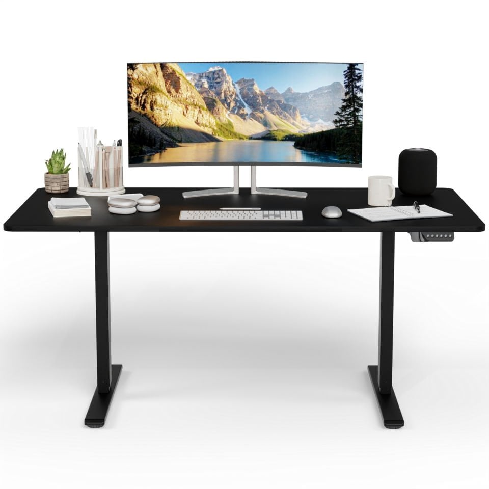 Bureau réglable en hauteur Uprise | Moteur bimoteur | Fort-Équilibré-Stable (Noir)