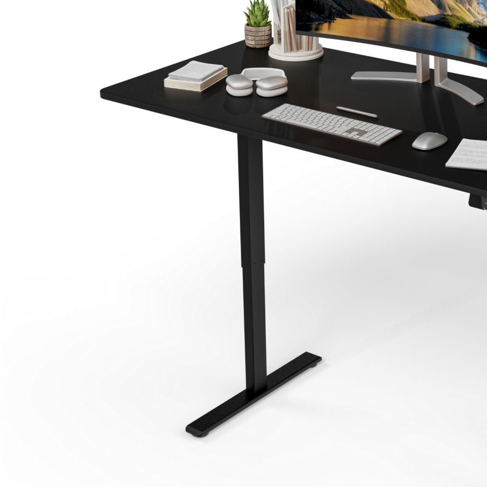 Uprise Çift Motorlu Yükseklik Ayarlı Masa - Lak Siyah / Siyah