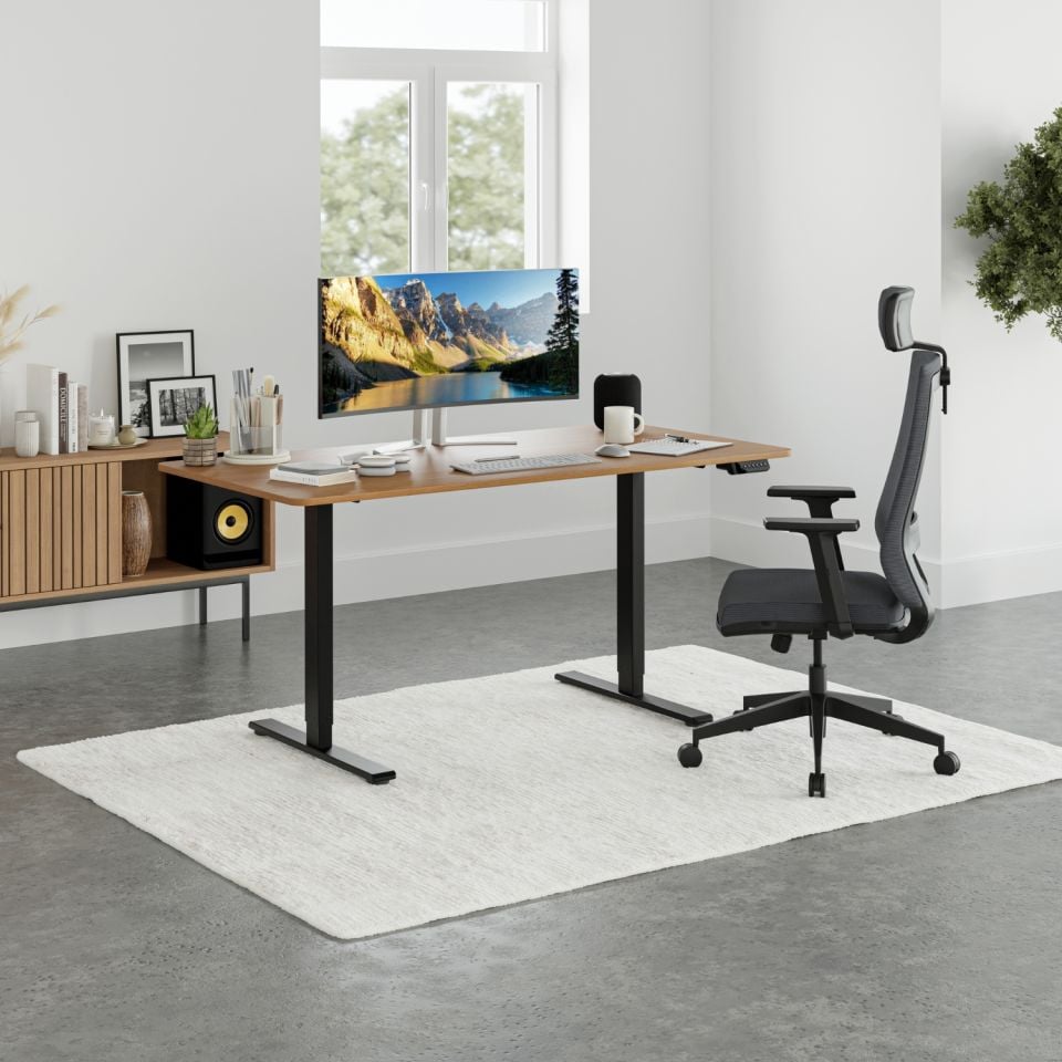 Uprise Height Adjustable Desk | Dual Motor | Strong-Balanced-Stable (Nevada Walnut-Black)