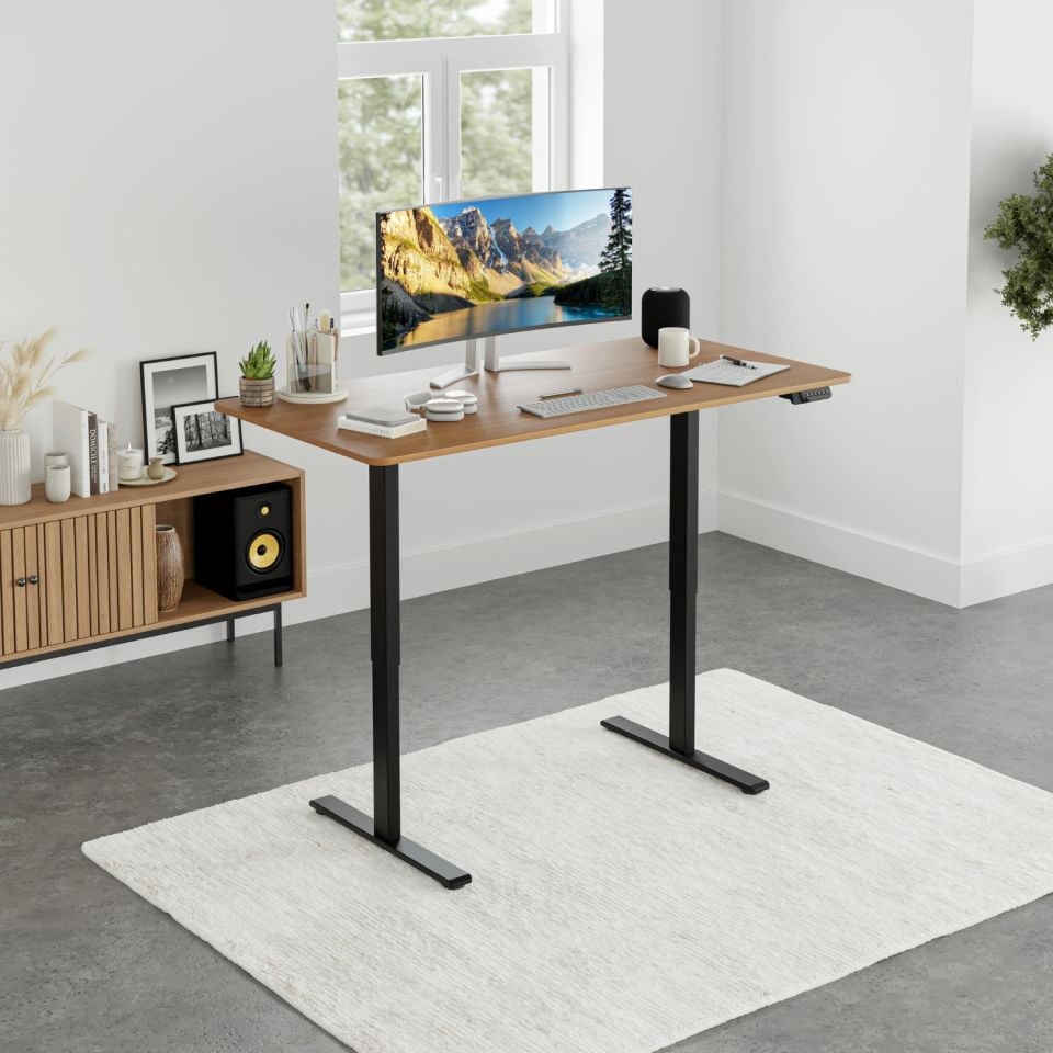 Uprise Height Adjustable Desk | Dual Motor | Strong-Balanced-Stable (Nevada Walnut-Black)