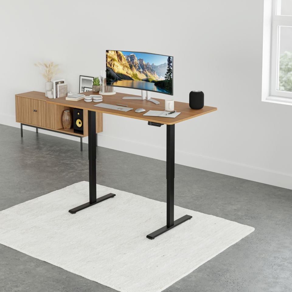 Uprise Height Adjustable Desk | Dual Motor | Strong-Balanced-Stable (Nevada Walnut-Black)