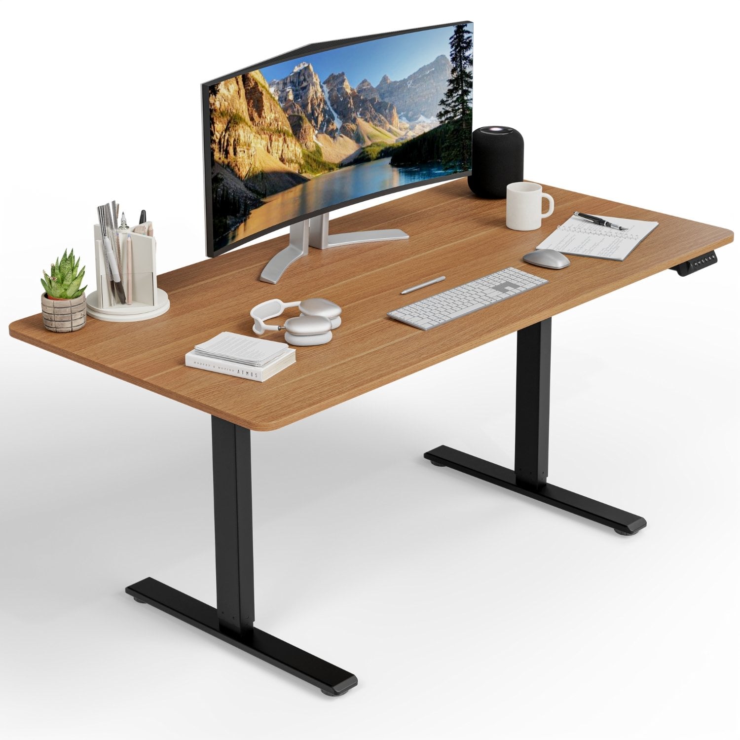 Uprise Height Adjustable Desk | Dual Motor | Strong-Balanced-Stable (Nevada Walnut-Black)
