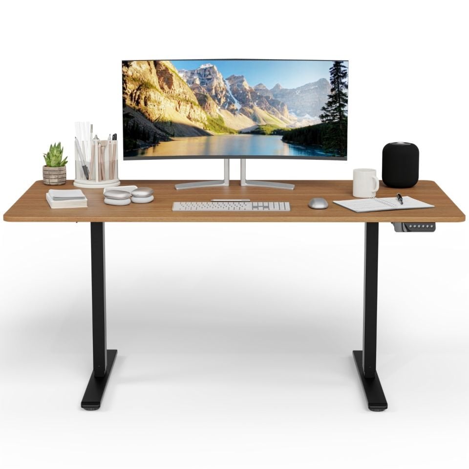 Uprise Height Adjustable Desk | Dual Motor | Strong-Balanced-Stable (Nevada Walnut-Black)