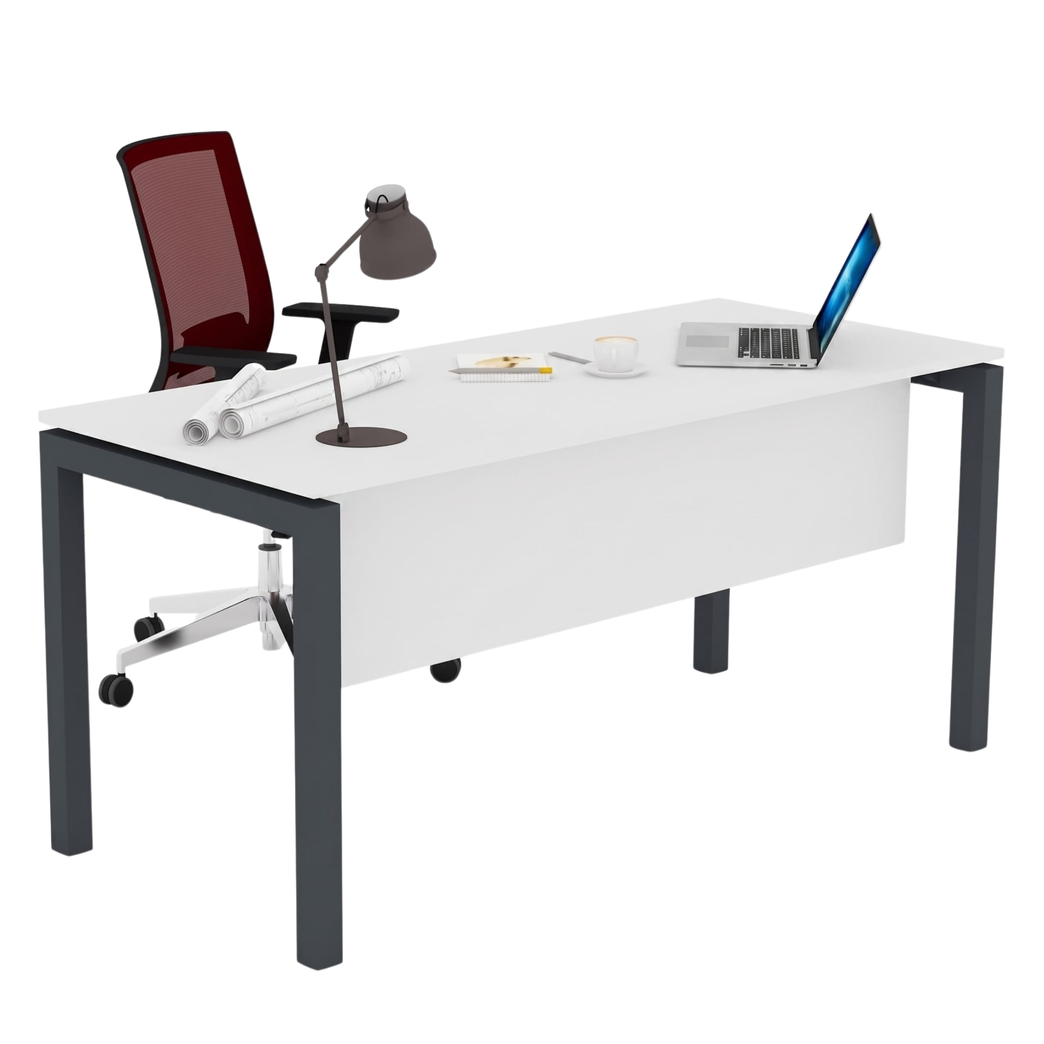 Ofisimi Basic Tekli Çalışma Masası - Ofis Masa 120 cm - Lake Beyaz