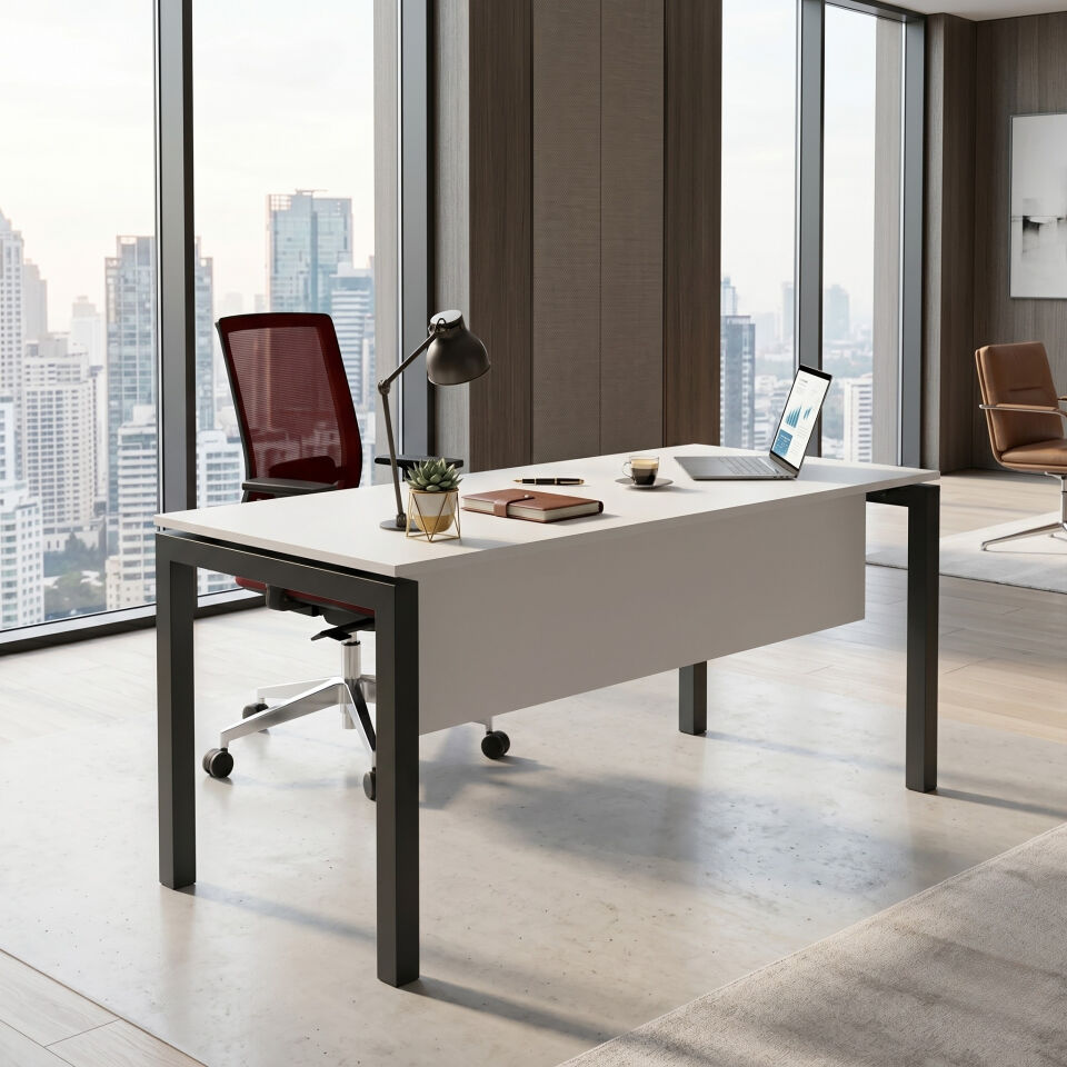 Ofisimi Basic Tekli Çalışma Masası - Ofis Masa 120 cm - Lake Beyaz