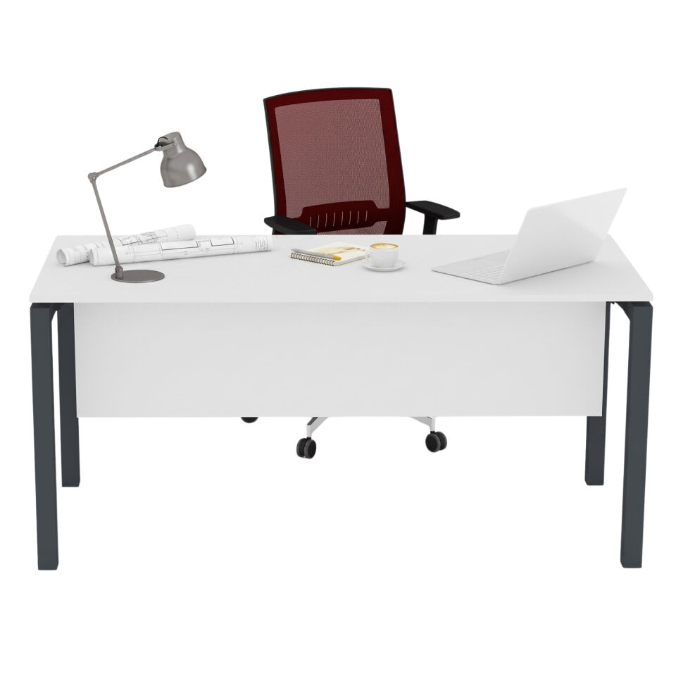 Ofisimi Basic Tekli Çalışma Masası - Ofis Masa 160 cm - Lake Beyaz