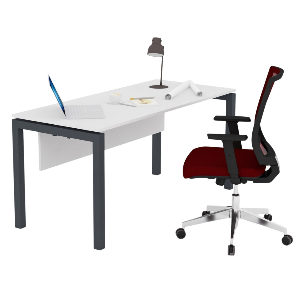 Ofisimi Basic Tekli Çalışma Masası - Ofis Masa 160 cm - Lake Beyaz