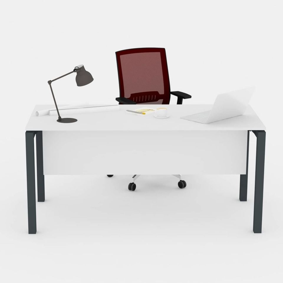 Galaxy Tekli Çalışma Masası - Ofis Masası | Ofis Mobilyaları 160 cm - Lake Beyaz