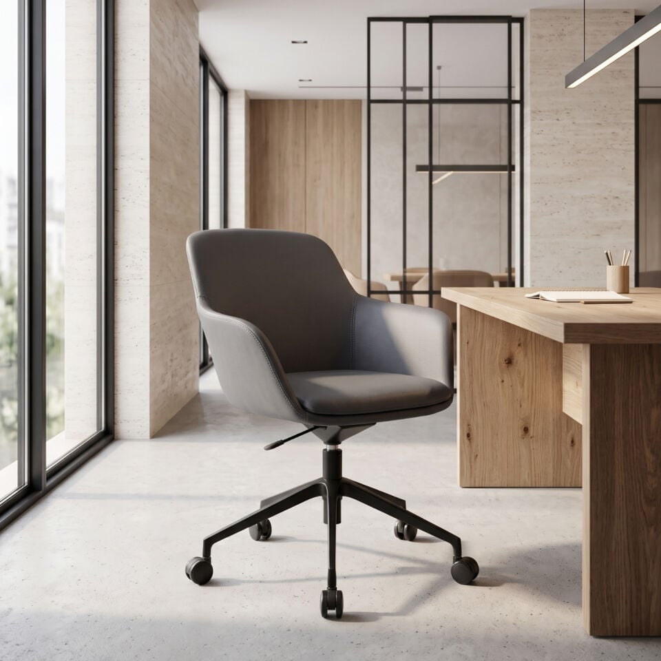 Clam Metal Ayaklı Ofis Toplantı Koltuğu (Antrasit/Siyah)