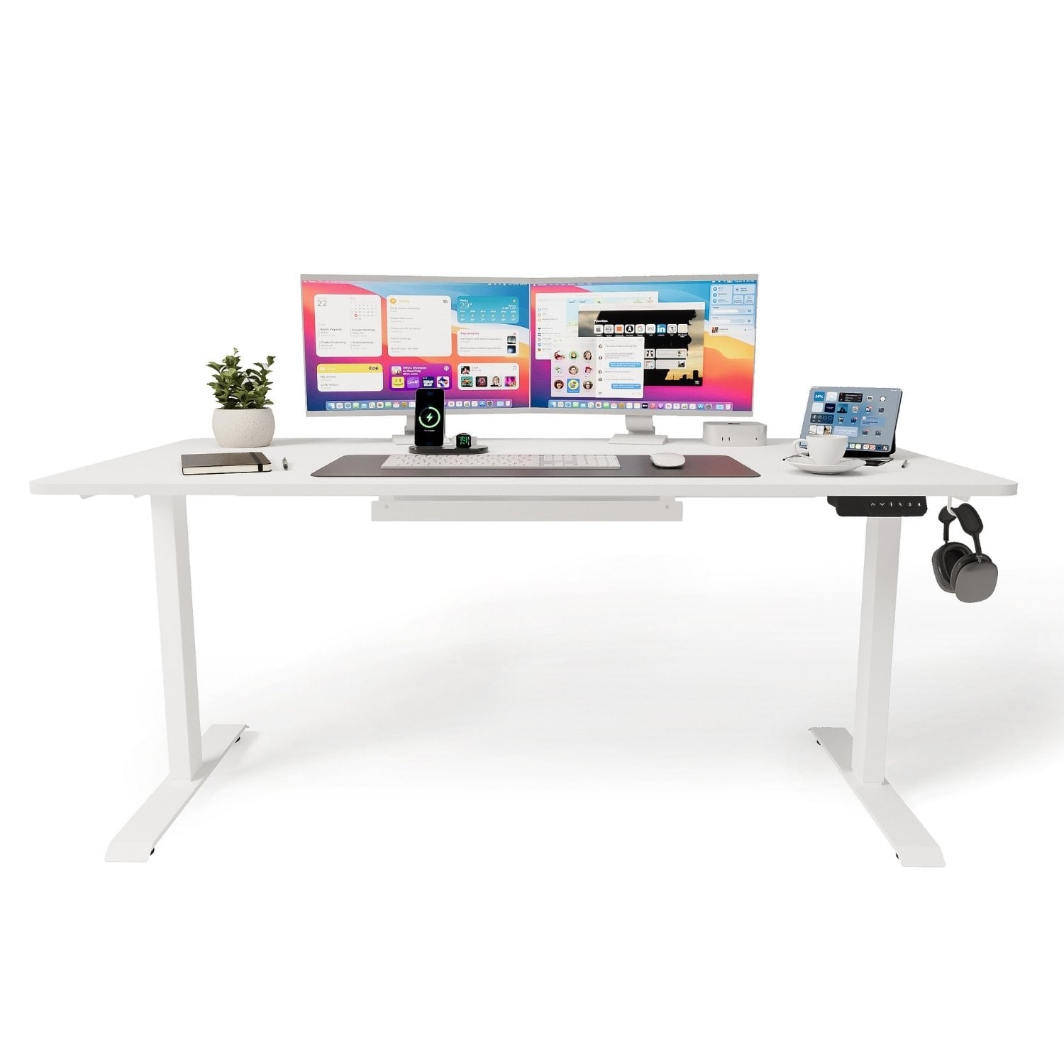 Ofisimi Uprise Comfort Çift Motorlu Yükseklik Ayarlı Masa (72–121 cm) - Beyaz