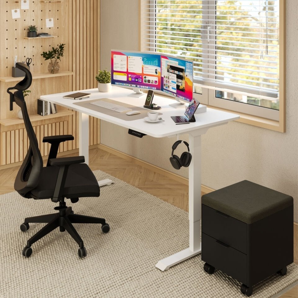 Ofisimi Uprise Comfort Çift Motorlu Yükseklik Ayarlı Masa (72–121 cm) - Beyaz