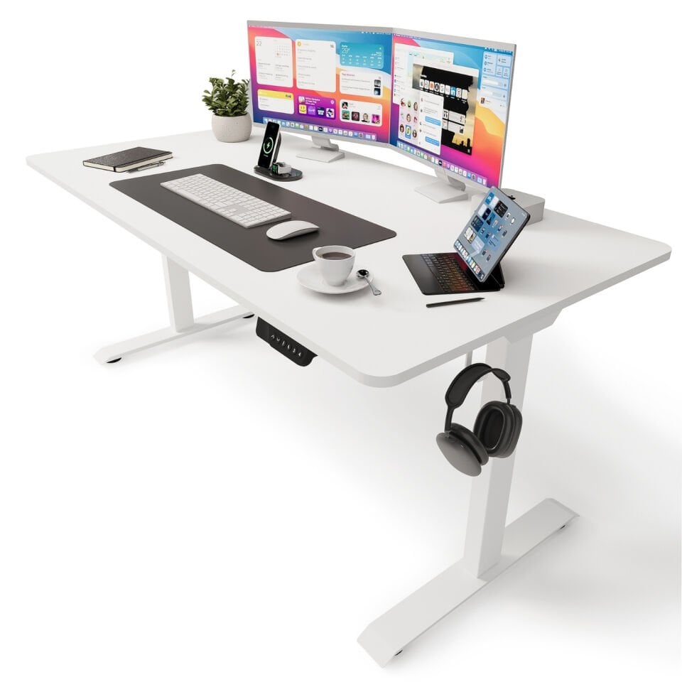 Ofisimi Uprise Comfort Çift Motorlu Yükseklik Ayarlı Masa (72–121 cm) - Beyaz