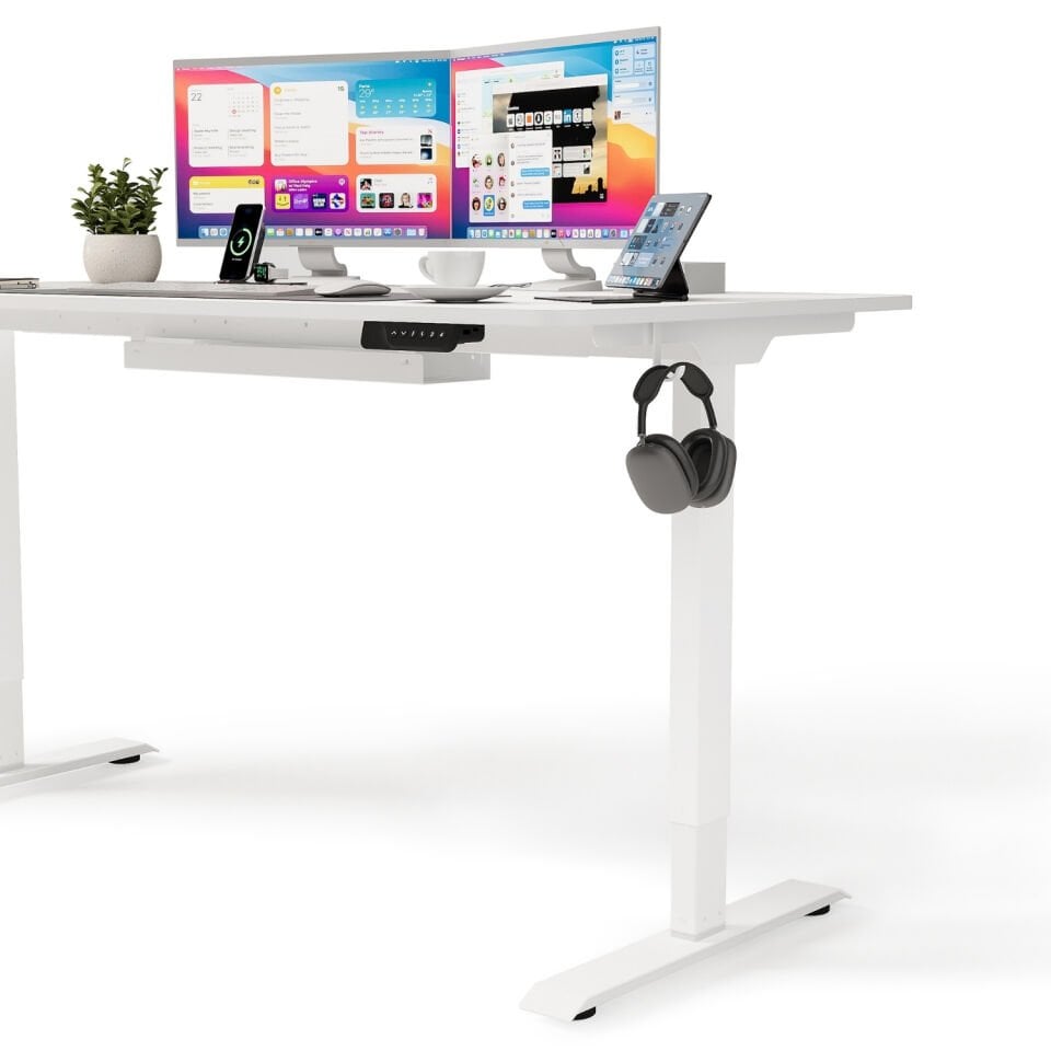 Ofisimi Uprise Comfort Çift Motorlu Yükseklik Ayarlı Masa (72–121 cm) - Beyaz