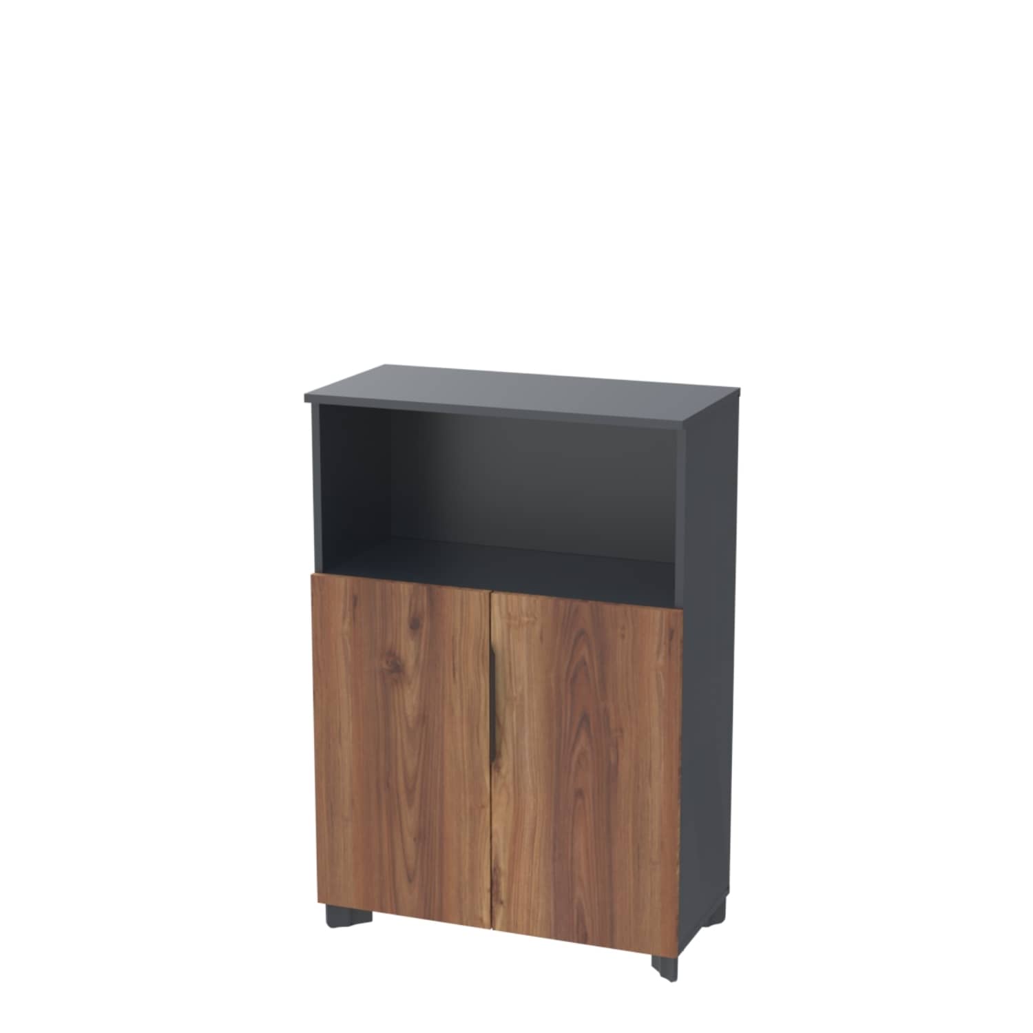 Tidy Yarım Kapaklı Dosya ve Depolama Dolabı - Ofis Dolabı | Ofis Mobilyaları 117 cm - Minyatür - Ceviz