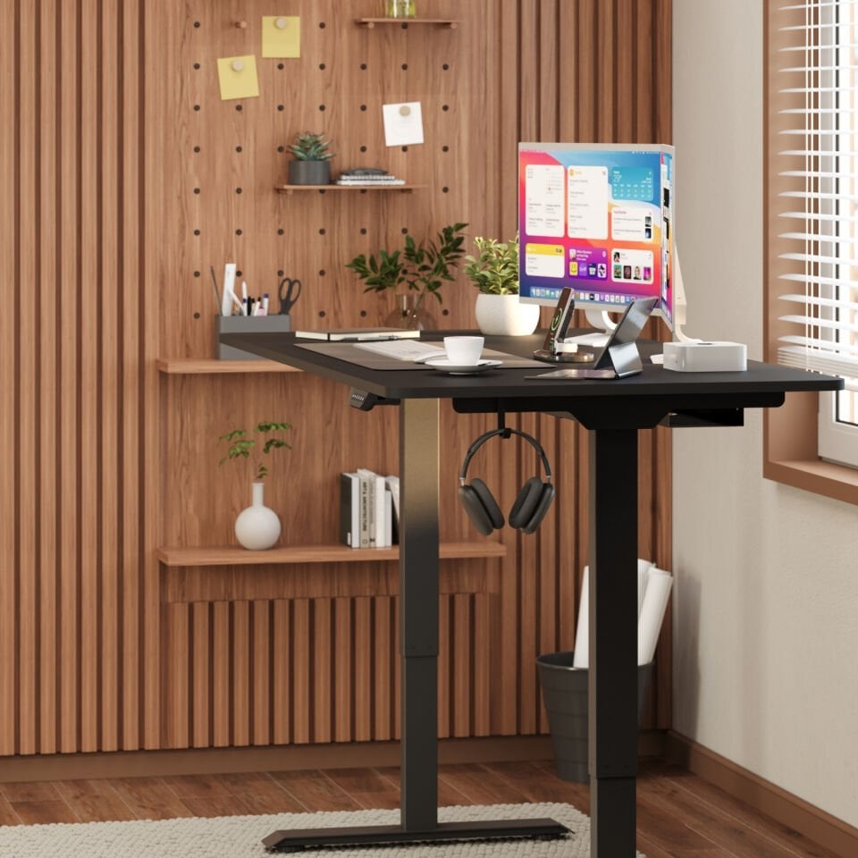 Ofisimi Uprise Comfort Çift Motorlu Yükseklik Ayarlı Masa (72–121 cm) - Mat Lak Siyah