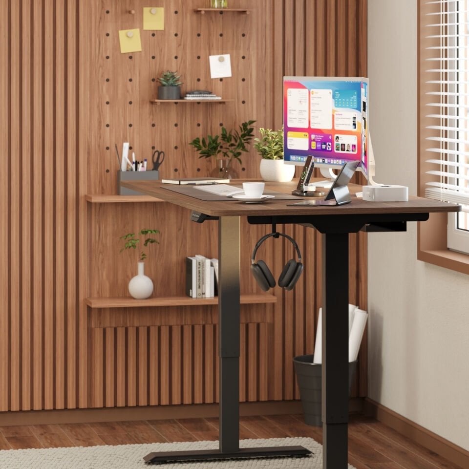 Ofisimi Uprise Comfort Çift Motorlu Yükseklik Ayarlı Masa (72–121 cm) - Siyah/Ceviz (Nevada)