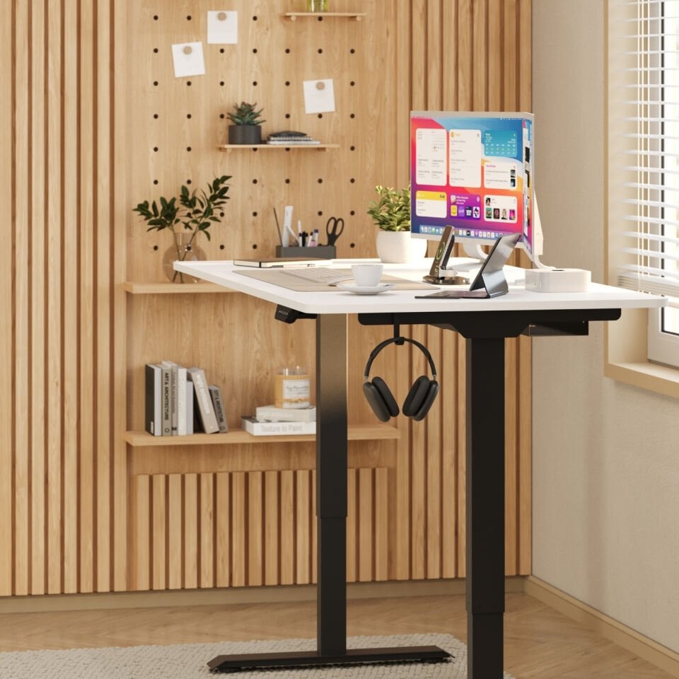 Ofisimi Uprise Comfort Çift Motorlu Yükseklik Ayarlı Masa (72–121 cm) - Siyah/Lake Beyaz