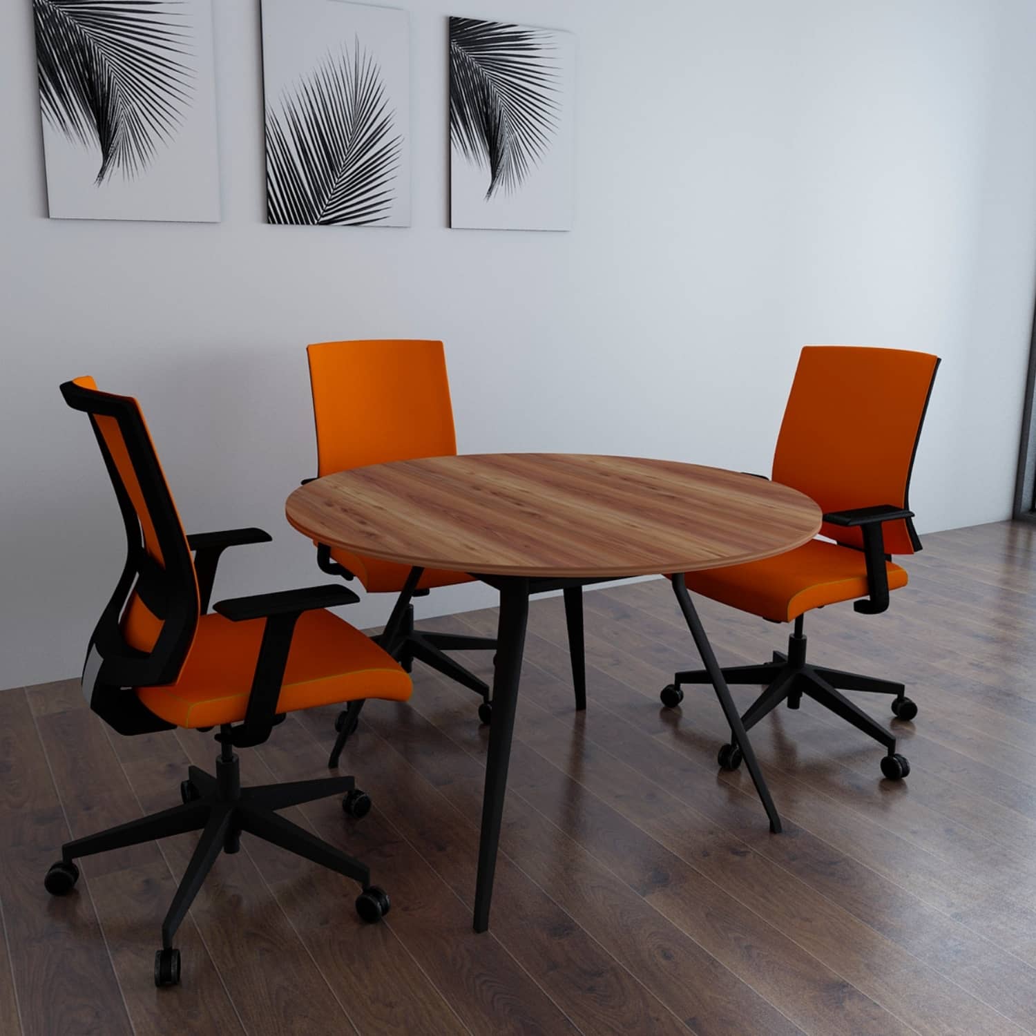 Deep Yuvarlak Toplantı Masası - Ofis Masası | Ofis Mobilyaları 120 cm - Minyatür - Ceviz