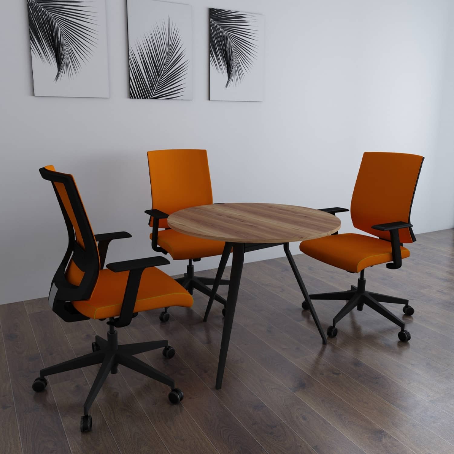 Deep Yuvarlak Toplantı Masası - Ofis Masası | Ofis Mobilyaları 90 cm - Minyatür - Ceviz