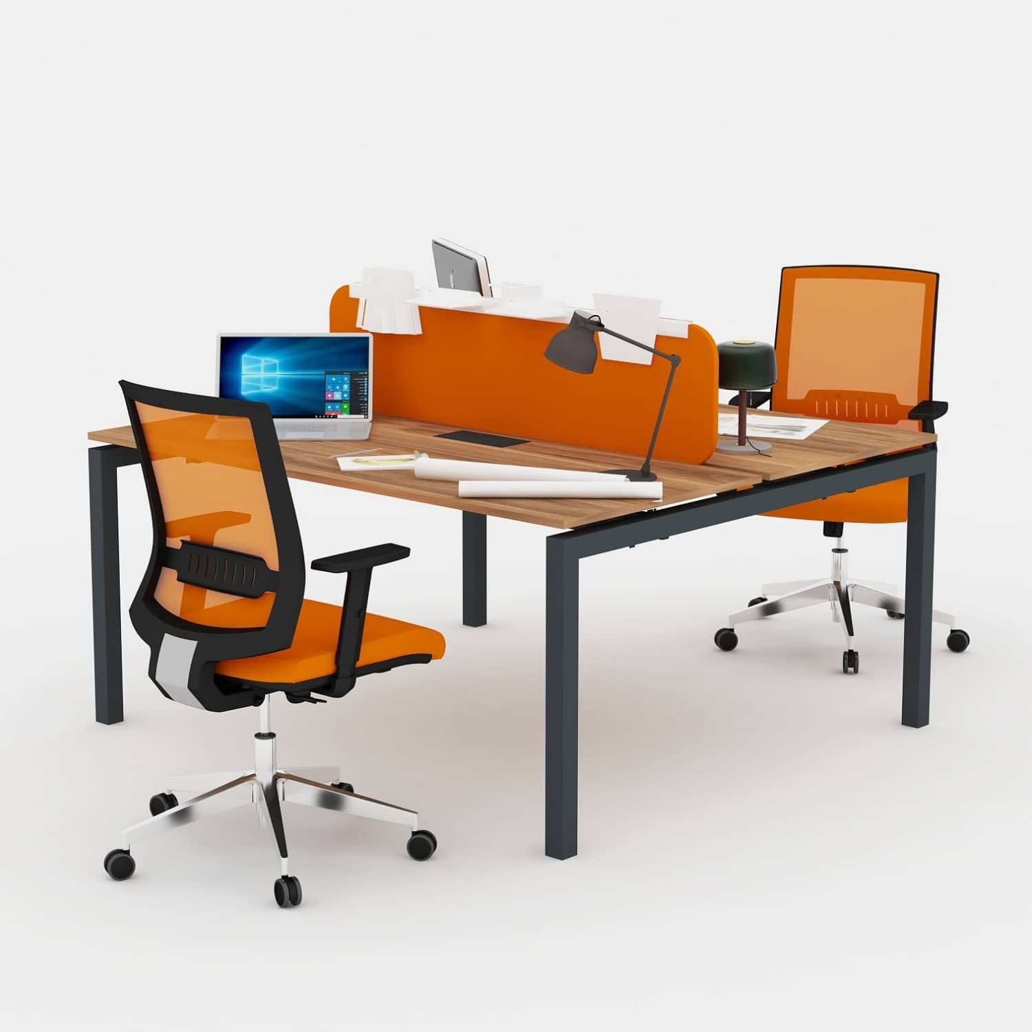 Galaxy İkili Workstation Çalışma Masası - Ofis Masası | Ofis Mobilyaları 140 cm - Minyatür - Ceviz