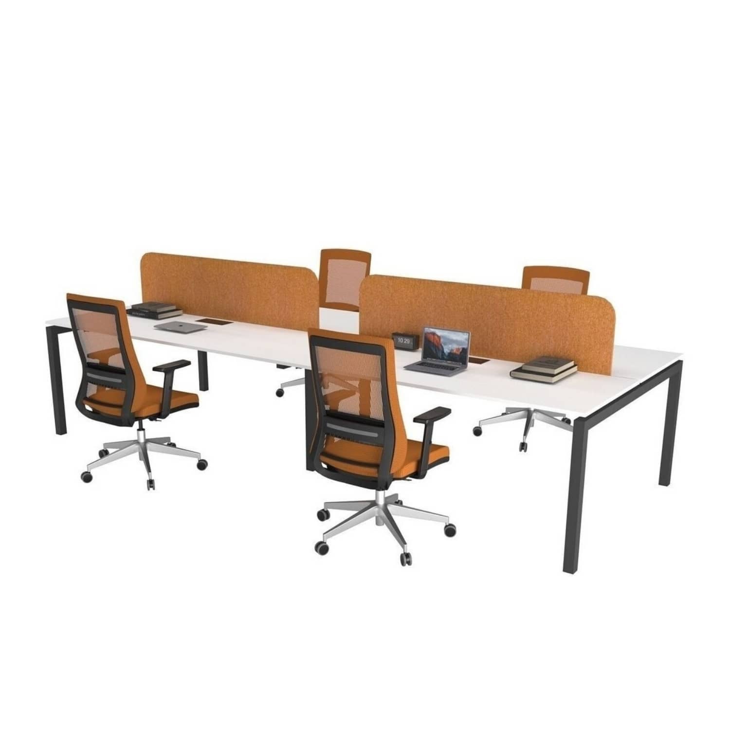 Galaxy Dörtlü Workstation Çalışma Masası - Ofis Masası | Ofis Mobilyaları 280 cm - Lake Beyaz