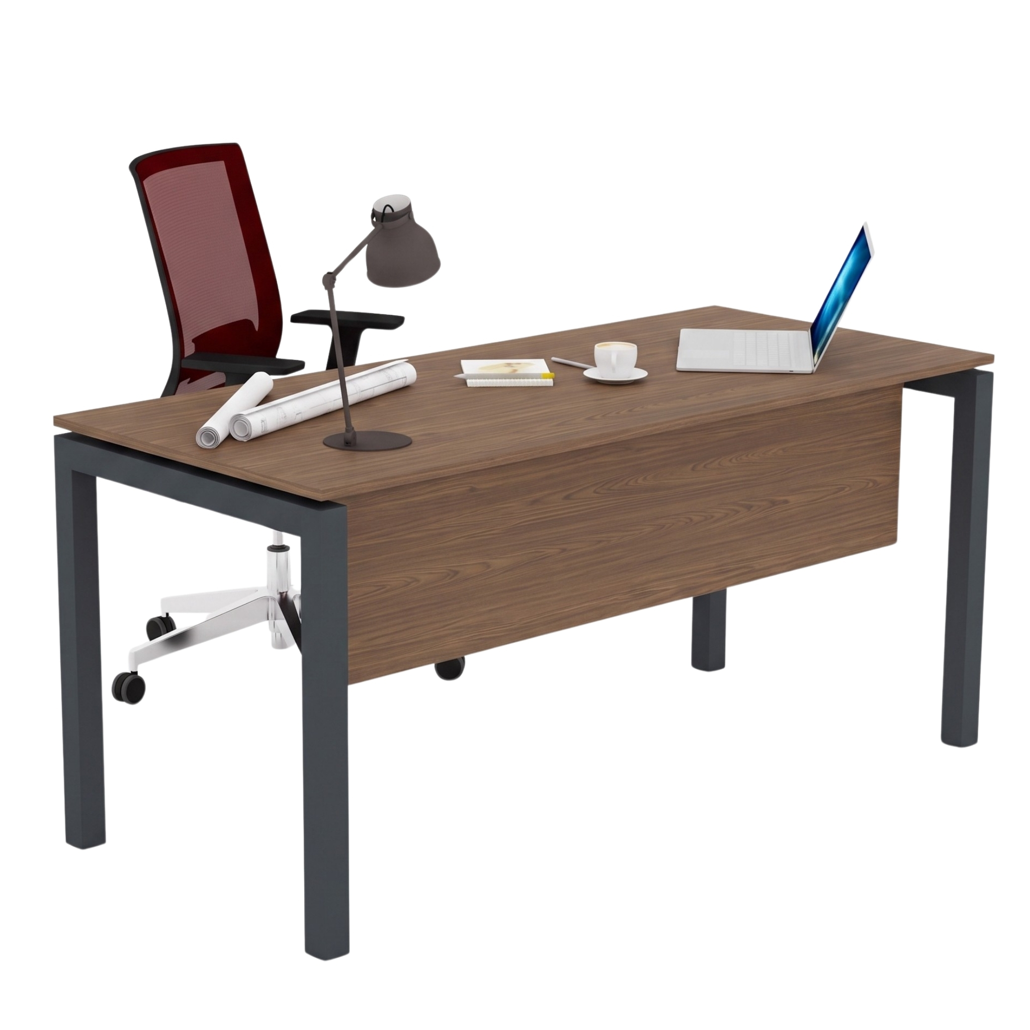 Ofisimi Basic Tekli Çalışma Masası - Ofis Masa 180 cm - Amber Ceviz