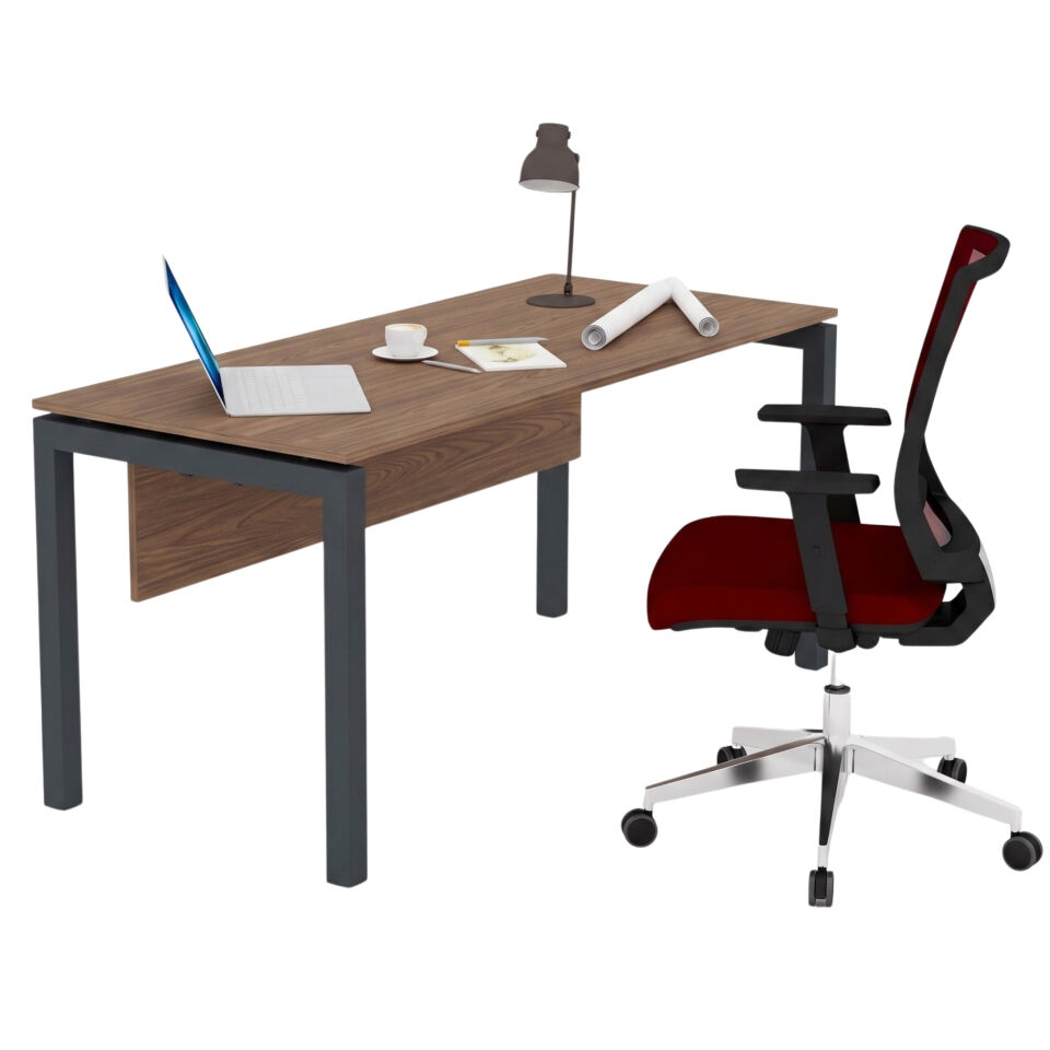 Ofisimi Basic Tekli Çalışma Masası - Ofis Masa 180 cm - Amber Ceviz
