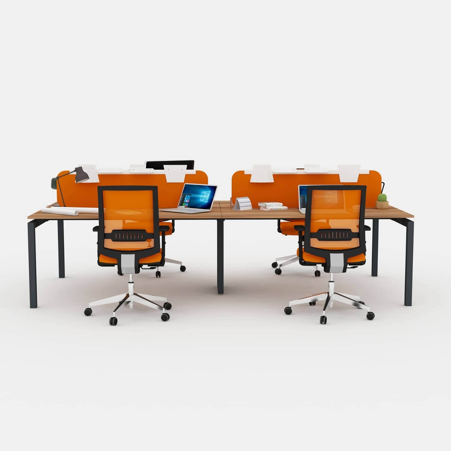 Galaxy Dörtlü Workstation Çalışma Masası - Ofis Masası | Ofis Mobilyaları 360 cm - Minyatür - Ceviz