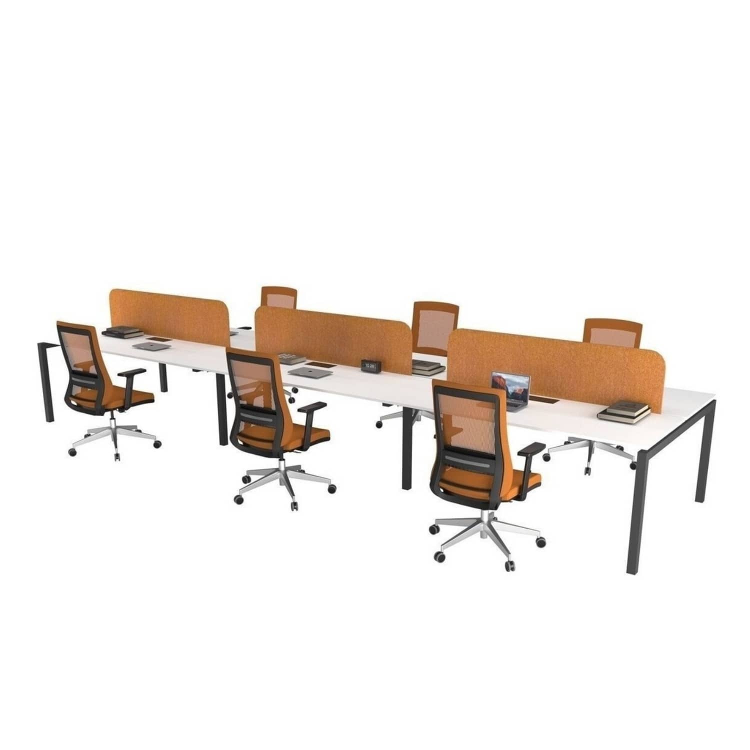 Galaxy Altılı Workstation Çalışma Masası - Ofis Masası | Ofis Mobilyaları 360 cm - Lake Beyaz