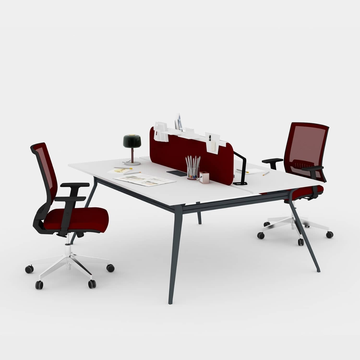 Deep İkili Workstation Çalışma Masası - Ofis Masası | Ofis Mobilyaları 120 cm - Lake Beyaz