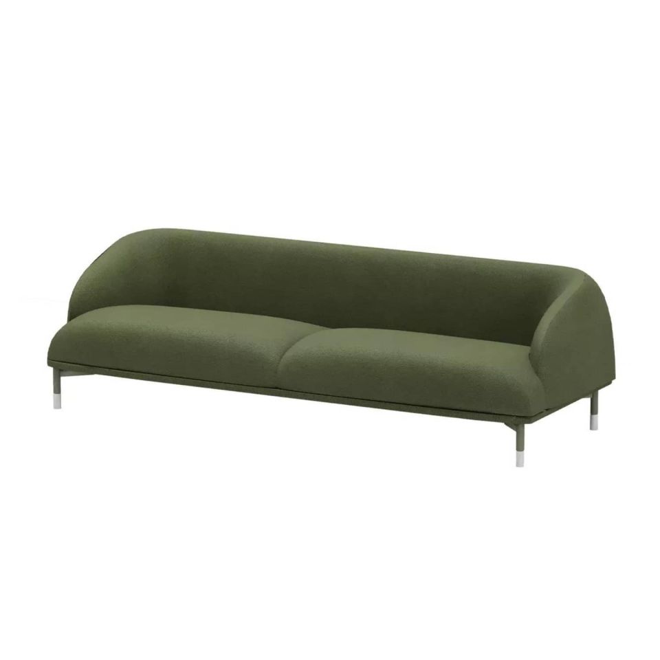 Ofisimi Puffy Üçlü Kanepe (Yeşil Kumaş)