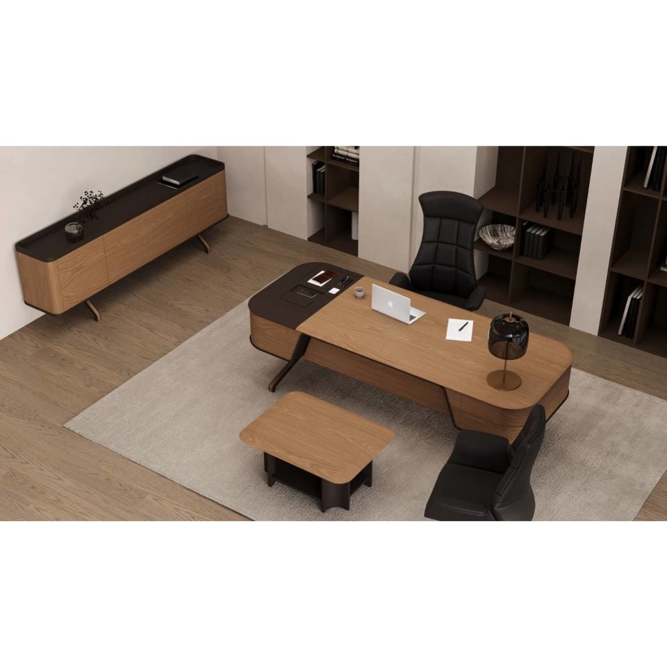 Ensemble de bureau exécutif en placage naturel NewEra - Ensemble de bureau | Mobilier de bureau