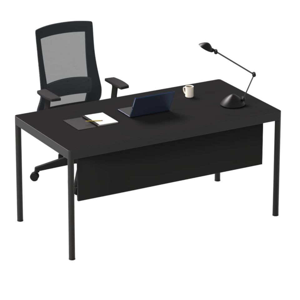 Ofisimi Lisa Tekli Çalışma Masası Ön Perdeli - Ofis Masa 120 cm - Siyah - Yok