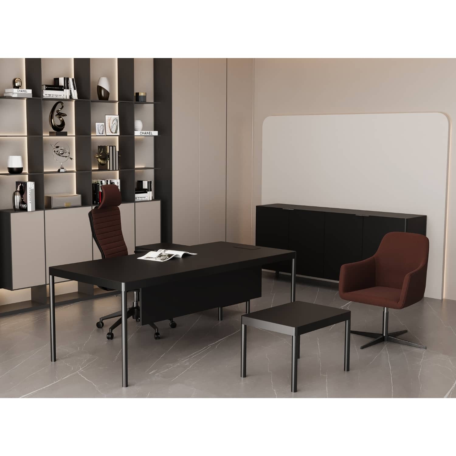 Less Shelf L Study Table Set - Office Desk | Office Furniture