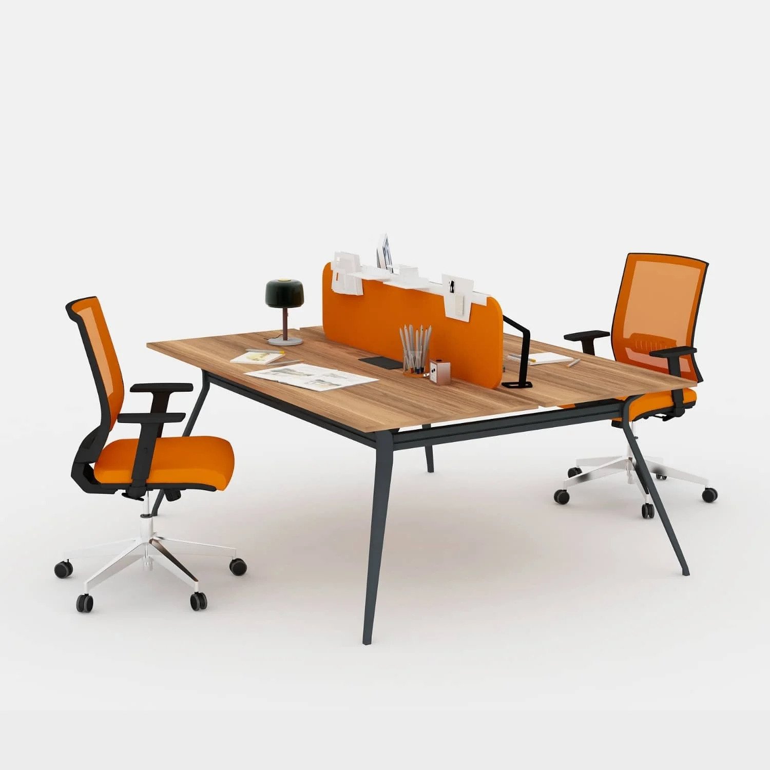 Deep İkili Workstation Çalışma Masası - Ofis Masası | Ofis Mobilyaları 160 cm - Minyatür - Ceviz