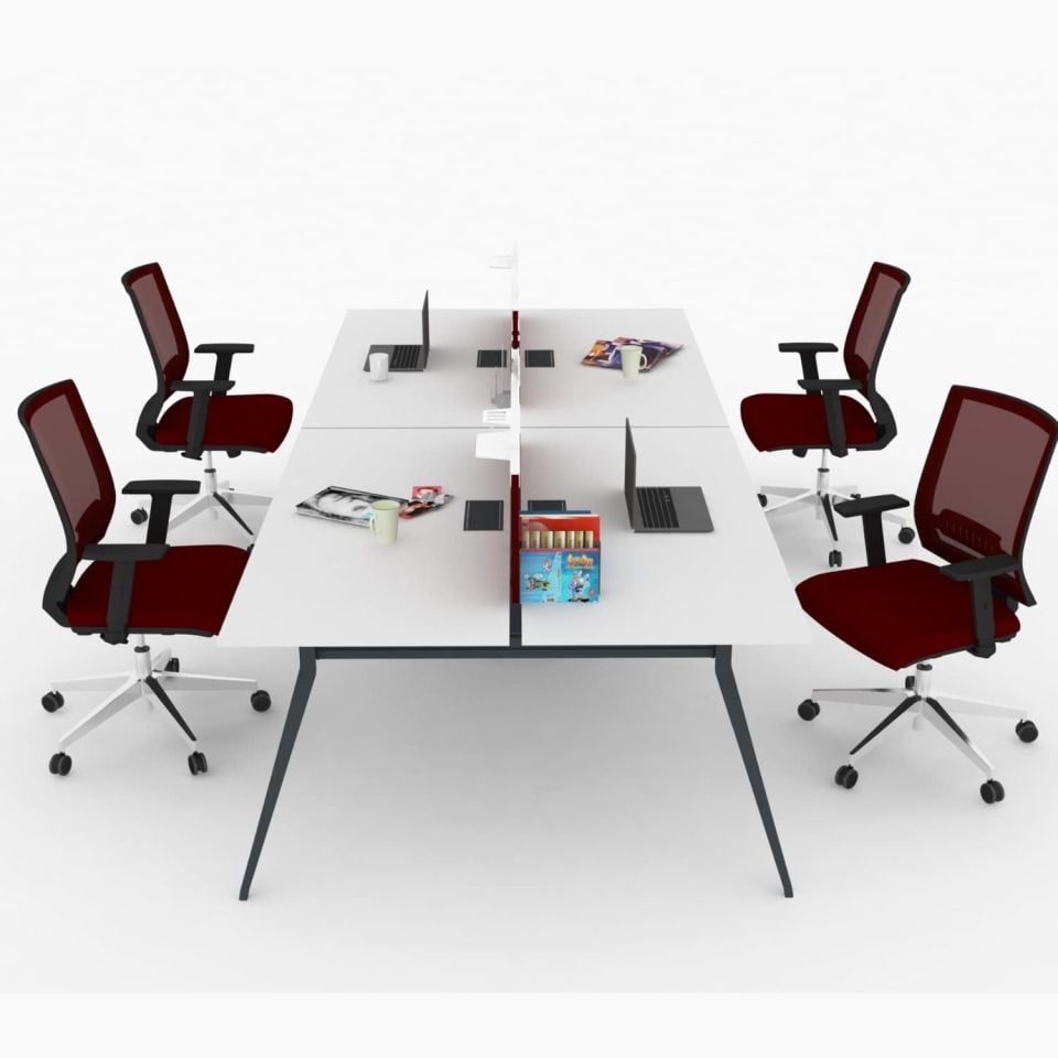 Deep Quadruple Workstation Desk | Office Furniture