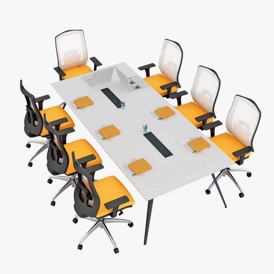Deep Toplantı Masası - Ofis Masası | Ofis Mobilyaları 360 cm - Lake Beyaz